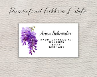 Etichette personalizzate con fiori per l'indirizzo del mittente - 24 etichette autoadesive per foglio - Adesivi per corrispondenza per una corrispondenza felice - Etichetta per busta