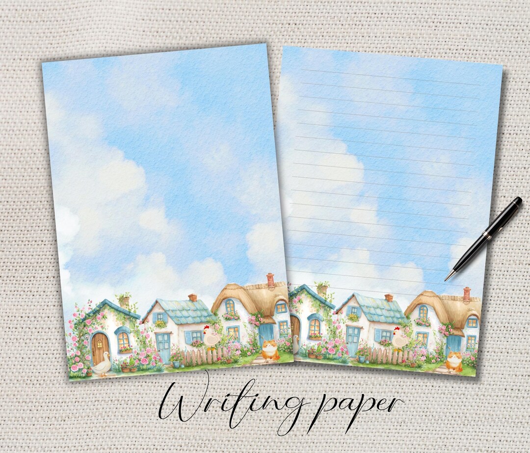 Summer in the Village Writing Paper Lined Unlined-a4/a5 Pen Pal ...