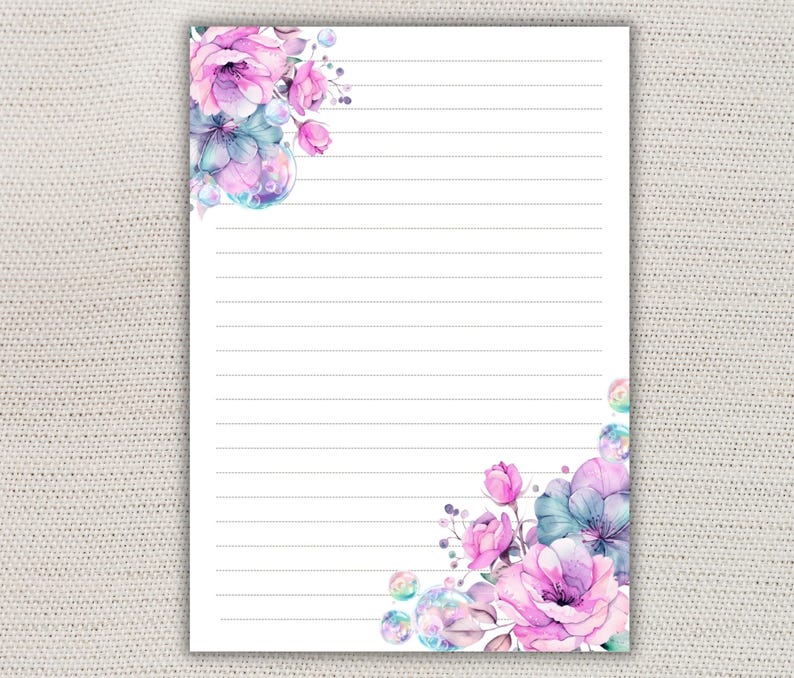 Flower Writing Paper Lined Unlined-a4/a5 Pen Pal Supplies-letter ...