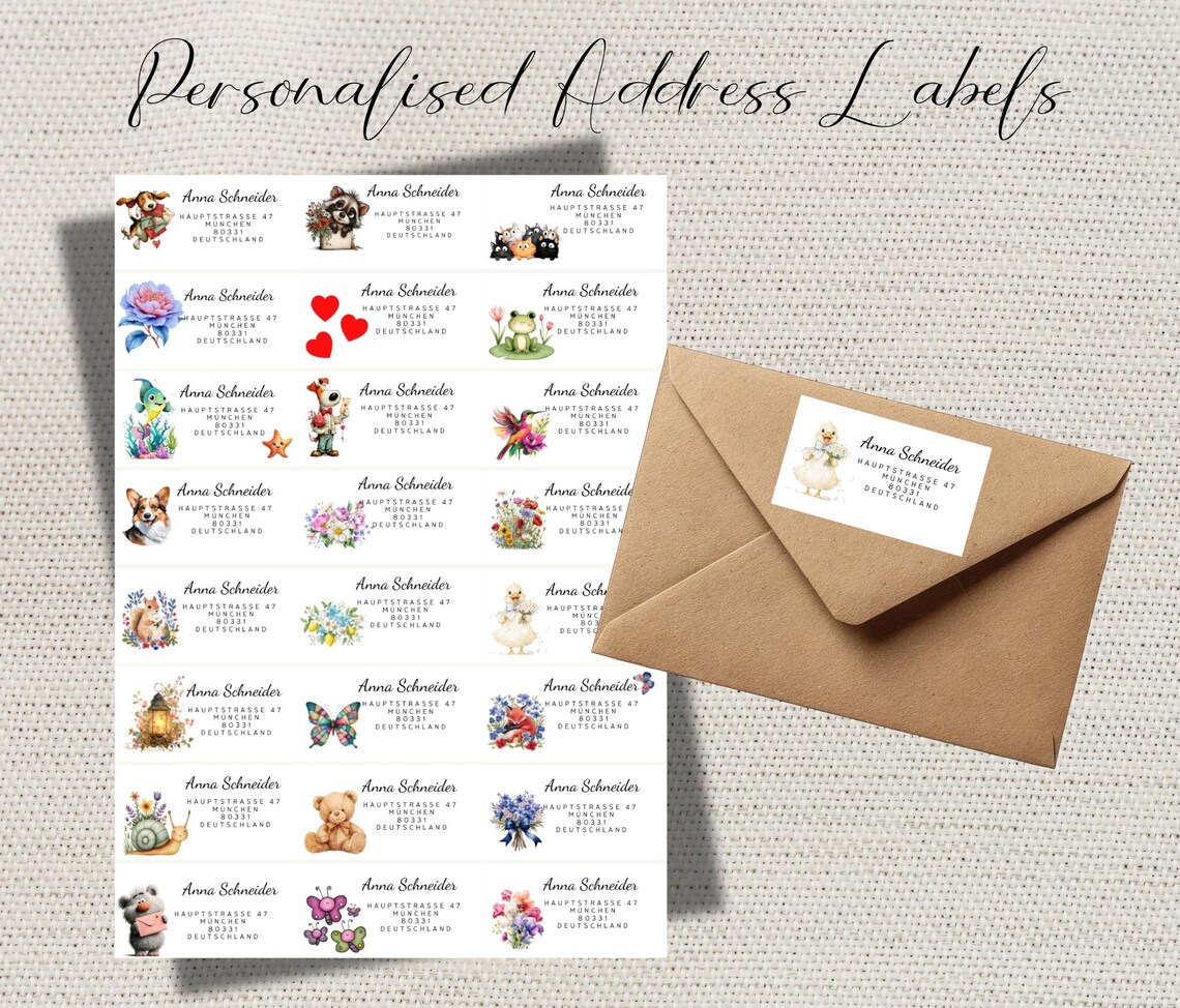 Postage Sticker Address Layout Mixed Personalized Address Labels-24 Custom Self Adhesive Stickers ...