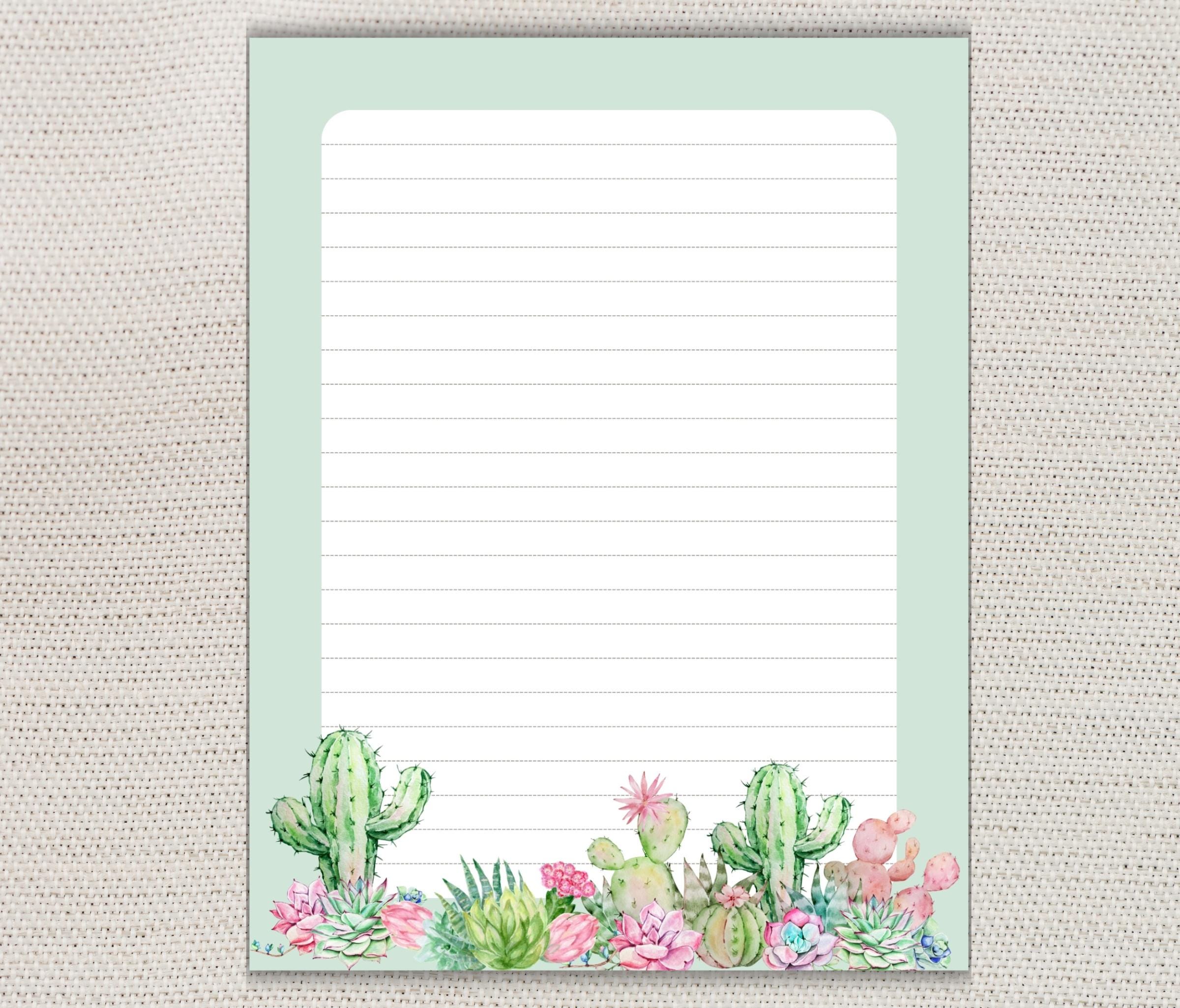 Cactus Writing Paper Lined Unlined-a4/a5 Pen Pal Supplies-flower ...