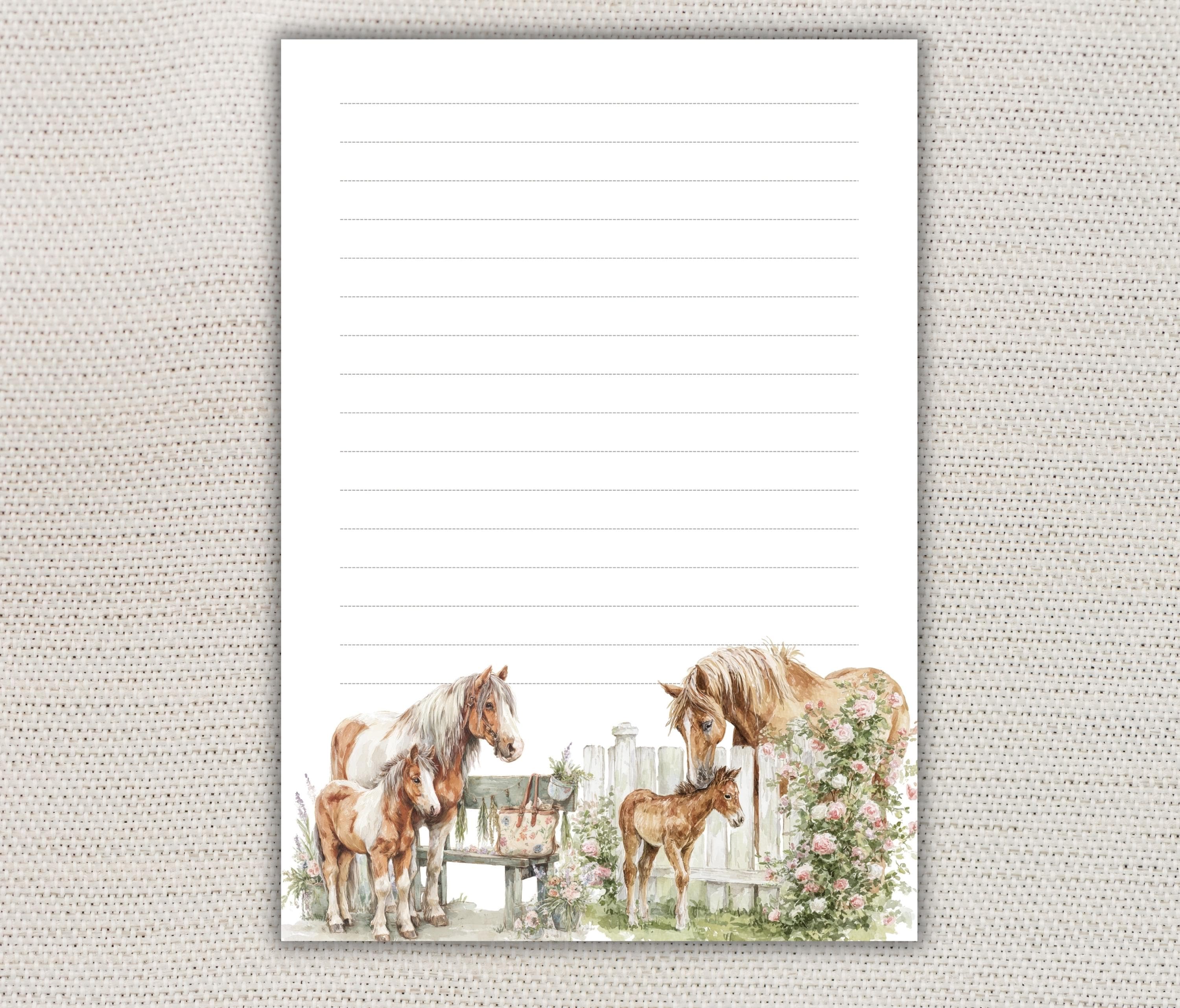 Horses Writing Paper Lined Unlined-a4/a5 Pen Pal Supplies-letter ...