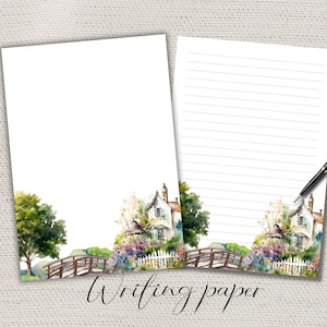 Linjerat och olinjerat brevpapper för landsbygdslandskap - A4/A5 - Brevvänsmaterial - Brevpapper - Anteckningspapper för naturlandskap med eller utan linjer