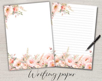 Flower Writing paper Lined Unlined-A4/A5  Pen pal supplies-Peony stationery letter writing note sheets-Notepaper with or without lines