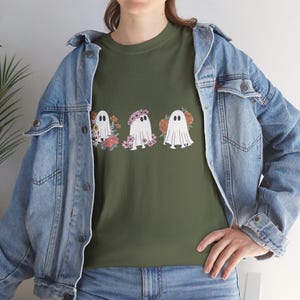 Floral Ghost Unisex Tee, Cute Halloween Shirt, Fall Ghost T-Shirt, Spooky Floral Shirt, Halloween Costume Tee