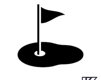Golf Silhouette SVG, Golf Green Cut File Png, Golf Ball Hole with Flag Vector Art,  Golfing Clipart, Golf Towel Svg, Golfing Clipart Svg