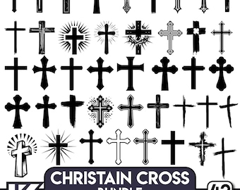 Kors SVG-paket | Kristet korspaket | Korsvektor | Kors PNG | Kors Clipart | Korssilhuett | Direktnedladdning svg, png, eps