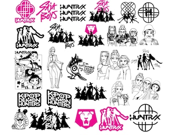 Kpop Demon Hunter Svg Bundle | Saja Boy & Huntrix Svg | Demon Hunter Inspired Kpop Svg | Cat and Bird Png | Kpop Idol Group Cut File