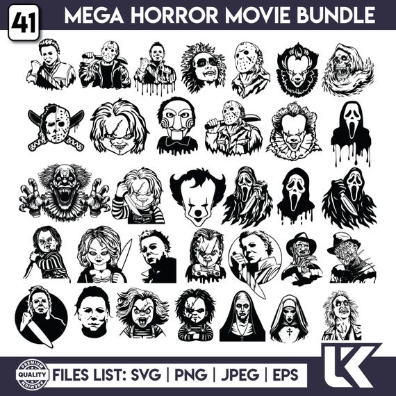 Mega Halloween Horror Characters Svg Bundle, Halloween Svg, Horror Movie Svg, Horror Characters, Scary svg, Horror Png, Halloween Png