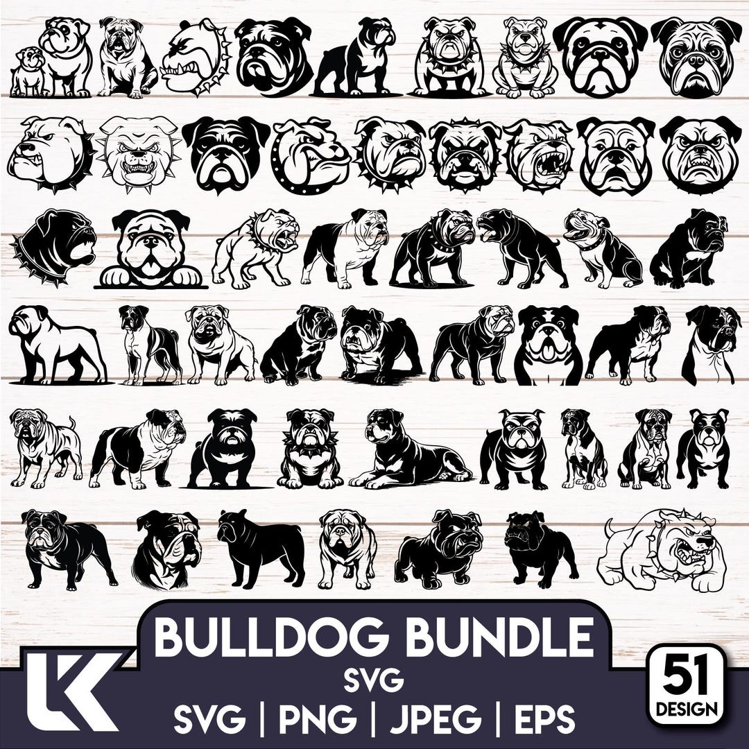 Cut Bulldog SVG Bundle File | Dog Pet Lover | Dog Clipart for Cricut ...