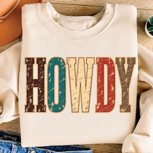 Howdy PNG, Western Howdy Shirt Design, Vintage Cowboy Typography, Rustic Western Sublimation, Cowgirl Clipart, Digital Download