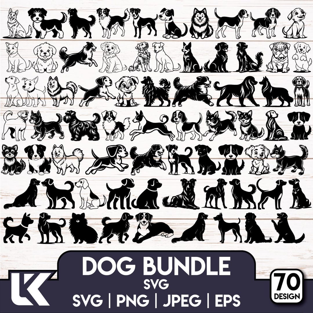 Dog SVG PNG Bundle | Puppy Clipart Designs | Cricut & Silhouette Cut ...