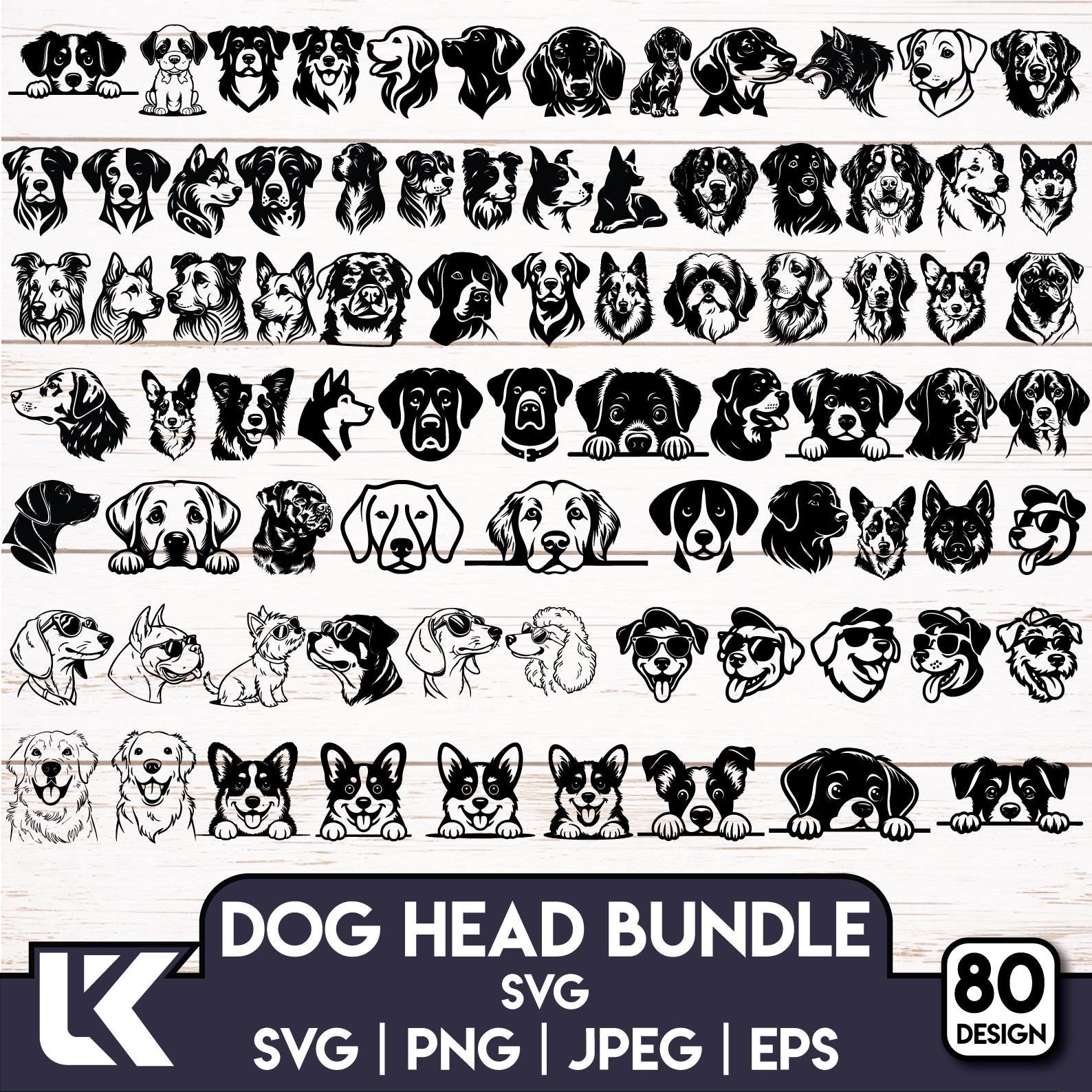 Dog Heads SVG Bundle | Dog Breeds | Dog Clipart | Dog PNG | Instant ...