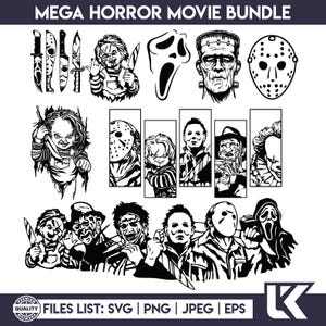 Mega Halloween Horror Characters Svg Bundle, Halloween Svg, Horror Movie Svg, Horror Characters, Scary svg, Horror Png, Halloween Png