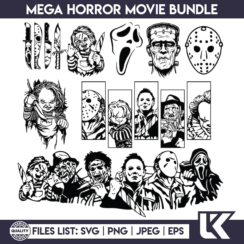 Mega Halloween Horror Characters Svg Bundle, Halloween Svg, Horror Movie Svg, Horror Characters, Scary svg, Horror Png, Halloween Png