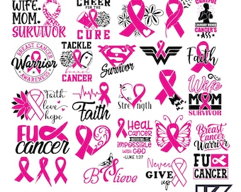 Cancer Awareness Svg Bundle, Breast Cancer SVG Bundle, Cancer SVG, Cancer Ribbon Svg, Breast Cancer Shirt, Cancer png, Cricut, Png, Svg