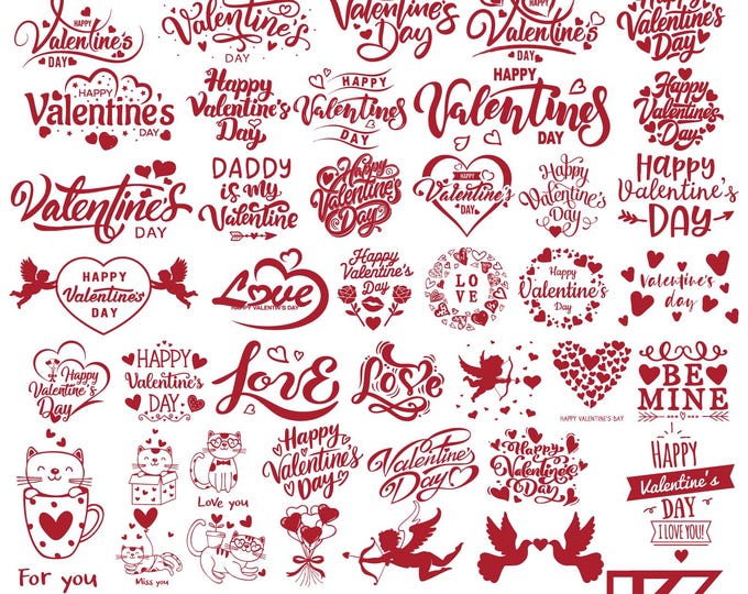 41 Valentine’s Day SVG PNG Bundle | Cute Love Quotes | Hearts ...