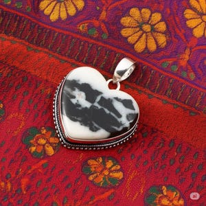 White buffalo turquoise pendant, Handmade pendant, Gemstone pendant, 925 starling silver pendant, Heart shape pendant Gift for her.