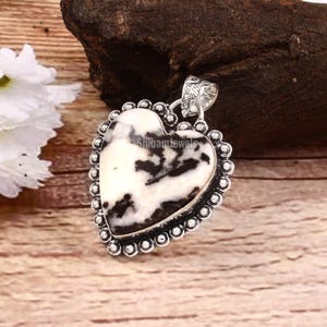 White buffalo turquoise pendant, Handmade pendant, Gemstone pendant, 925 starling silver pendant, Heart shape pendant Gift for her.