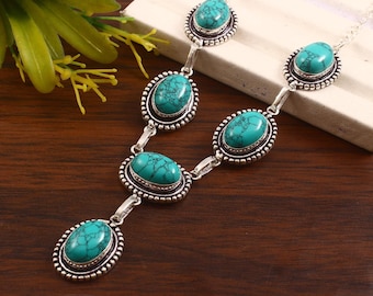 Turquoise Necklace,Handmade Necklace, 925 Sterling Silver Necklace,Women Jewelry,Gemstone Necklace,Gift for Her,Anniversary Gift