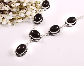 Black Onyx Necklace,Natural Onyx Necklace,Handmade Necklace,Gemstone Necklace 925 Sterling Silver Necklace,Gift for Her,Anniversary Gift