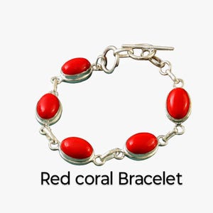 Red coral Bracelet,Gemstone Bracelet, Bracelet,Handmade Bracelet,925 Sterling Silver Bracelet,Gift For Her/Him,Birthday Gift