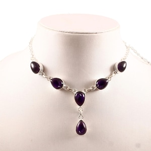 Amethyst Necklace,Handmade Necklace,Gemstone Necklace 925 Sterling Silver Necklace,Gift for Her,Anniversary Gift