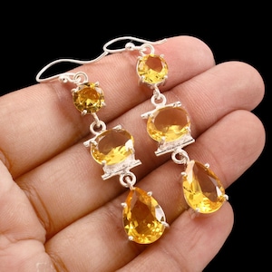 Yellow Citrine Earrings,925 Sterling Silver,Earrings Citrine Gemstone,Earrings Jewelry,Handmade Earrings,Citrine Jewelry,Gift for Her Women