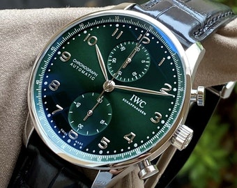 Montre pour homme IWC Portugieser chronographe automatique à cadran vert