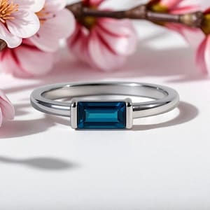 baguette cut london blue topaz engagement ring sterling silver topaz ring wedding ring bridal topaz ring unique design anniversary gift ring