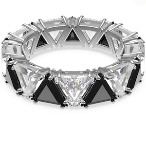 moissanite trillion wedding band full Eternity band sterling silver wedding band ring black moissanite promise ring anniversary band ring