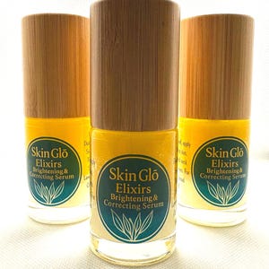 Skin Glō Elixirs Brightening and Correcting Serum offers: Illuminating, correcting, & anti-aging, with hyaluronic acid and essential oils