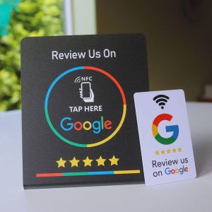 Wit NFC Review Bord + NFC-kaart Pakket | Tap-to-Review Google Display | Promotiemateriaal