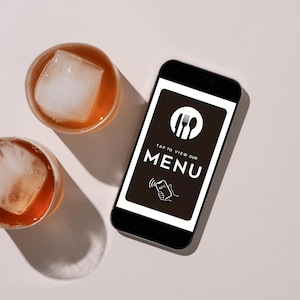 Zwarte NFC Menukaart – “Tap to view our MENU” | Contactloze menukaart voor restaurants & cafés