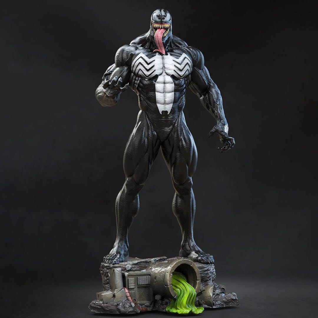 Venom 3D STL Print File | Marvel Fanart Statue | Symbiote Sewer Base ...