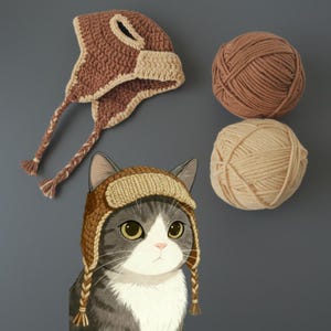 Hat for Cat No sew Crochet PDF Pattern - Step by Step Crochet Pet Accessory Tutorial, Easy Crochet Cozy Hat for Pet Beginner Friendly