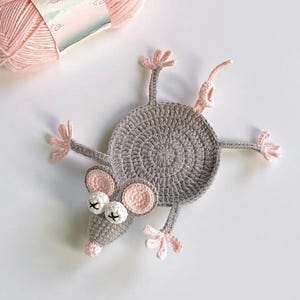 Flat Rat Coaster Crochet Pattern - Easy Crochet Funny Coaster Home Decoration - Mouse Coaster Amigurumi Tutorial - Funny Decor Crochet