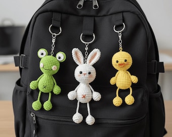 Easy Crochet Long Legged Animal Keychain Pattern PDF, 3 in 1 Amigurumi Keychain Pattern, Cute Crochet Bag Charm, DIY Gift Idea
