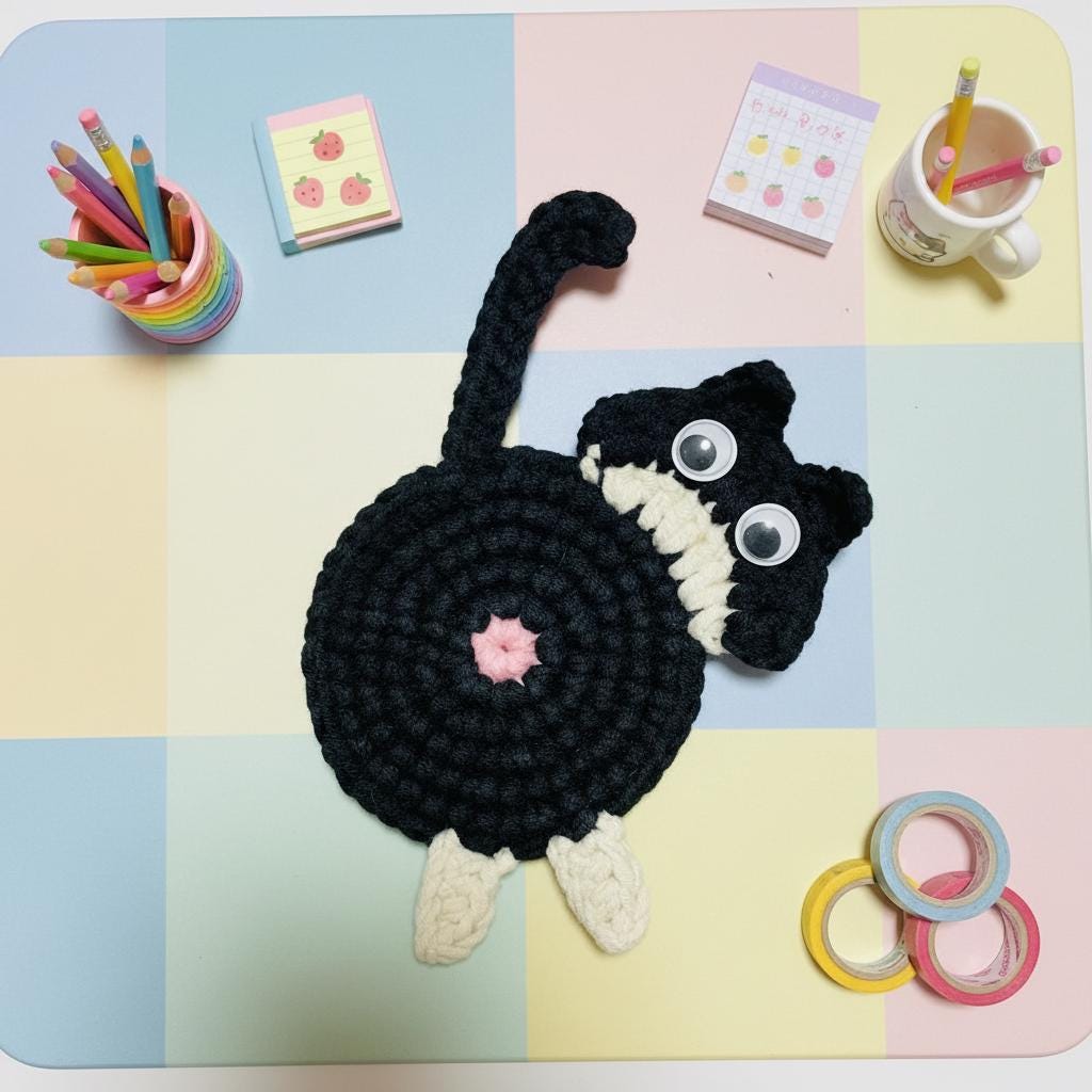 30 Cat Coaster Crochet Patterns for Cat Lovers, Gifts, and Cozy Home Decor 21 Funny Cat Coaster Crochet Pattern