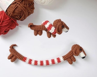 Dachshund Dog Bag Charm Crochet PDF Pattern - Easy Crochet Long Dachshund Dog - How to Crochet Cute Animal Tutorial - Crochet Cute Puppy