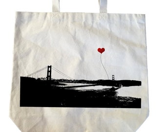 SALE! Misprint - San Francisco Lover’s Wideshot Golden Gate Bridge Heavyweight Tote Bag Free Shipping