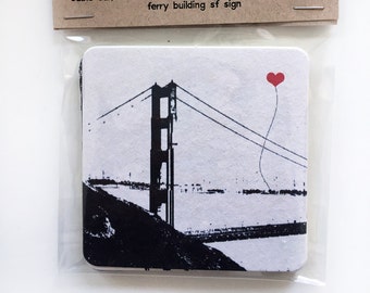 San Francisco Lover's Assorted set of 8 Reusable Paper Coasters Hostess Gift Stocking Stuffer Housewarming Golden Gate Bridge