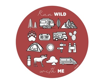 Run Wild With Me Wilder Outdoor Adventure vinyl glossy sticker Red