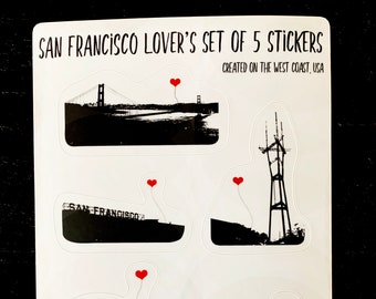 San Francisco Lover's Sticker Sheet of 5 Stickers