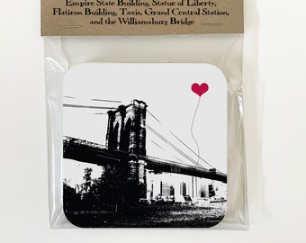 New York City Brooklyn NYC Lover's Assorted set of 8 Reusable Paper Coasters Hostess Gift Stocking Stuffer Housewarming