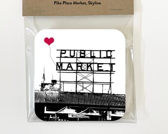 Seattle Washington PNW Lover's Assorted set of 8 Reusable Paper Coasters Hostess Gift Stocking Stuffer Housewarming