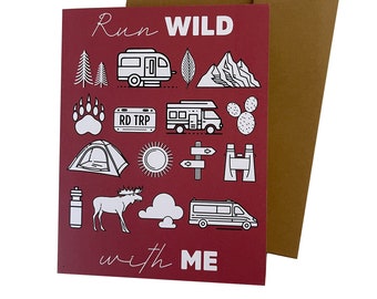 Run Wild with Me Wilder Outdoor Adventure single note card Red