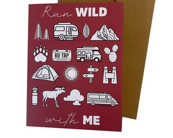 Run Wild with Me Wilder Outdoor Adventure single note card Red
