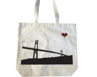 Portland Oregon St John's Bridge Heavyweight Canvas Tote Bag, Wedding Welcome Bag, Bachelorette, Market, Grocery, Reusable, Favor