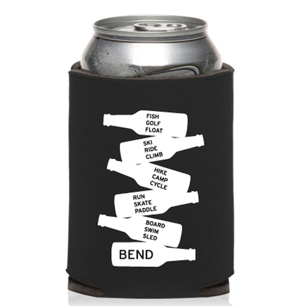 Bend Oregon Beer Bottle Stack Activities Beer Can Cooler Wedding Favor Bachelor Bachelorette Party Gift